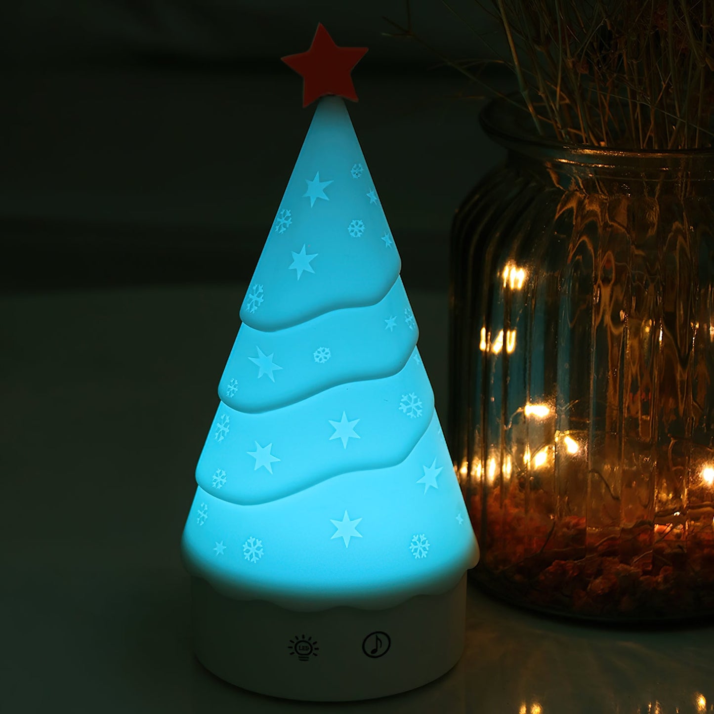 Tree Night Light (Built-in Battery) - Rechargeable Festive Snowman & Tree LED Light | Portable Holiday Decor