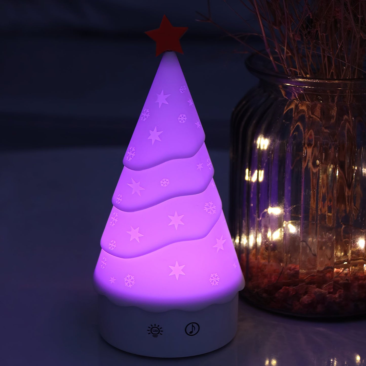 Tree Night Light (Built-in Battery) - Rechargeable Festive Snowman & Tree LED Light | Portable Holiday Decor