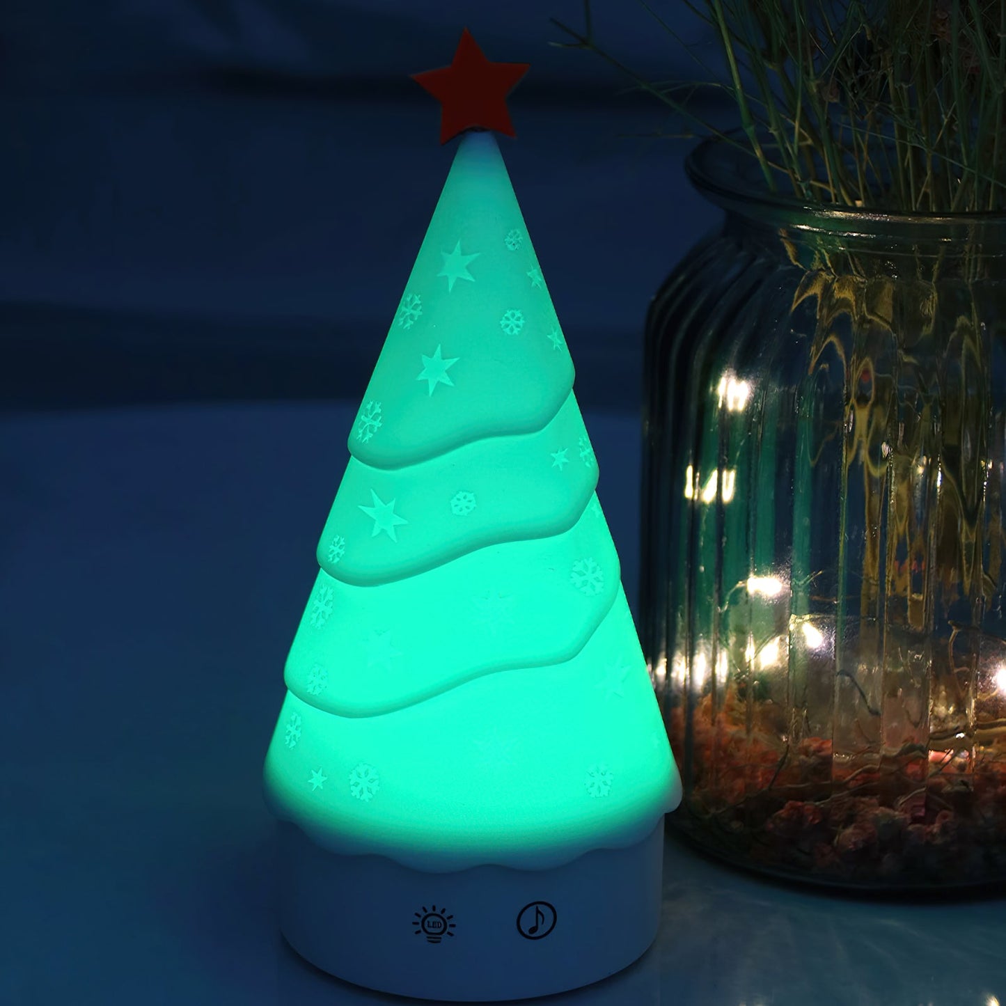 Tree Night Light (Built-in Battery) - Rechargeable Festive Snowman & Tree LED Light | Portable Holiday Decor