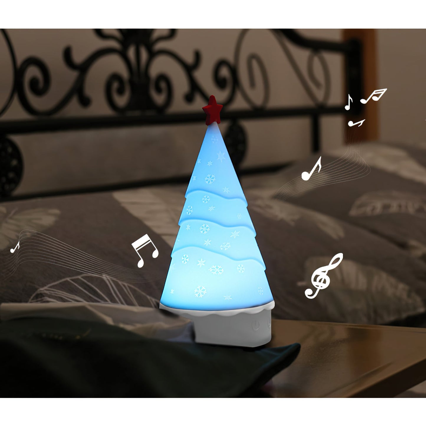 Tree Night Light (Built-in Battery) - Rechargeable Festive Snowman & Tree LED Light | Portable Holiday Decor