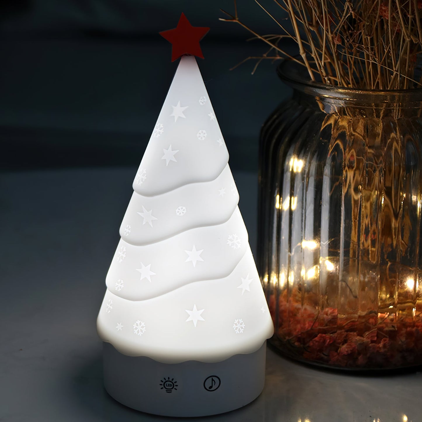 Tree Night Light (Built-in Battery) - Rechargeable Festive Snowman & Tree LED Light | Portable Holiday Decor