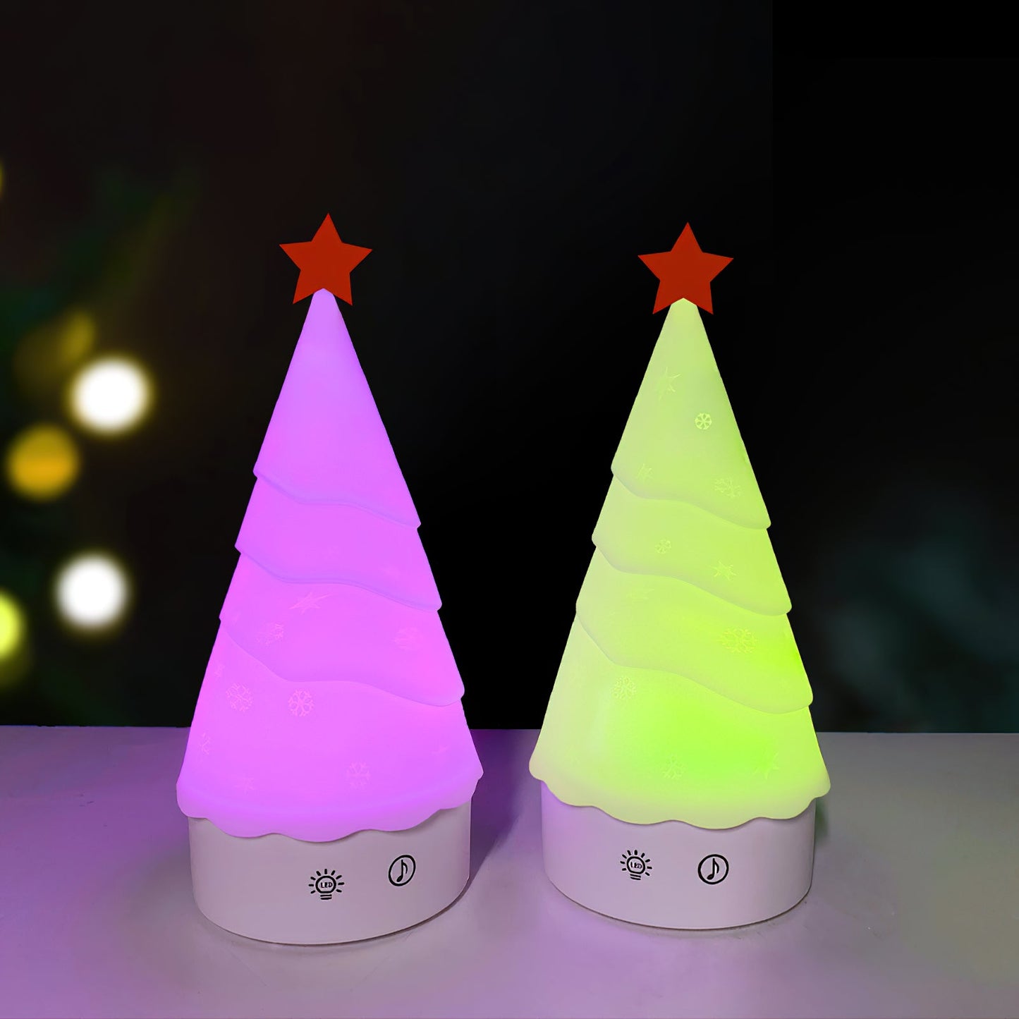 Tree Night Light (Built-in Battery) - Rechargeable Festive Snowman & Tree LED Light | Portable Holiday Decor