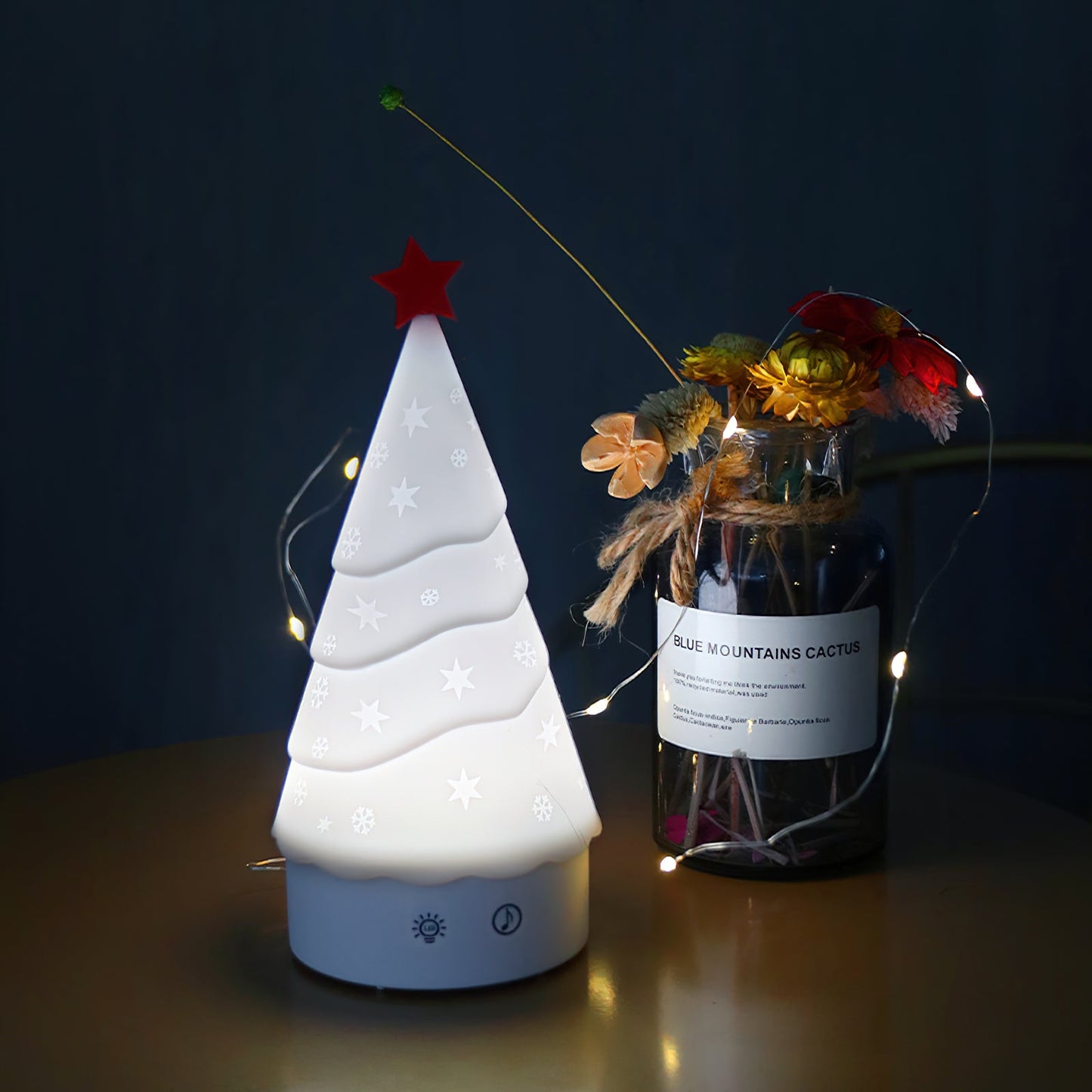 Tree Night Light (Built-in Battery) - Rechargeable Festive Snowman & Tree LED Light | Portable Holiday Decor