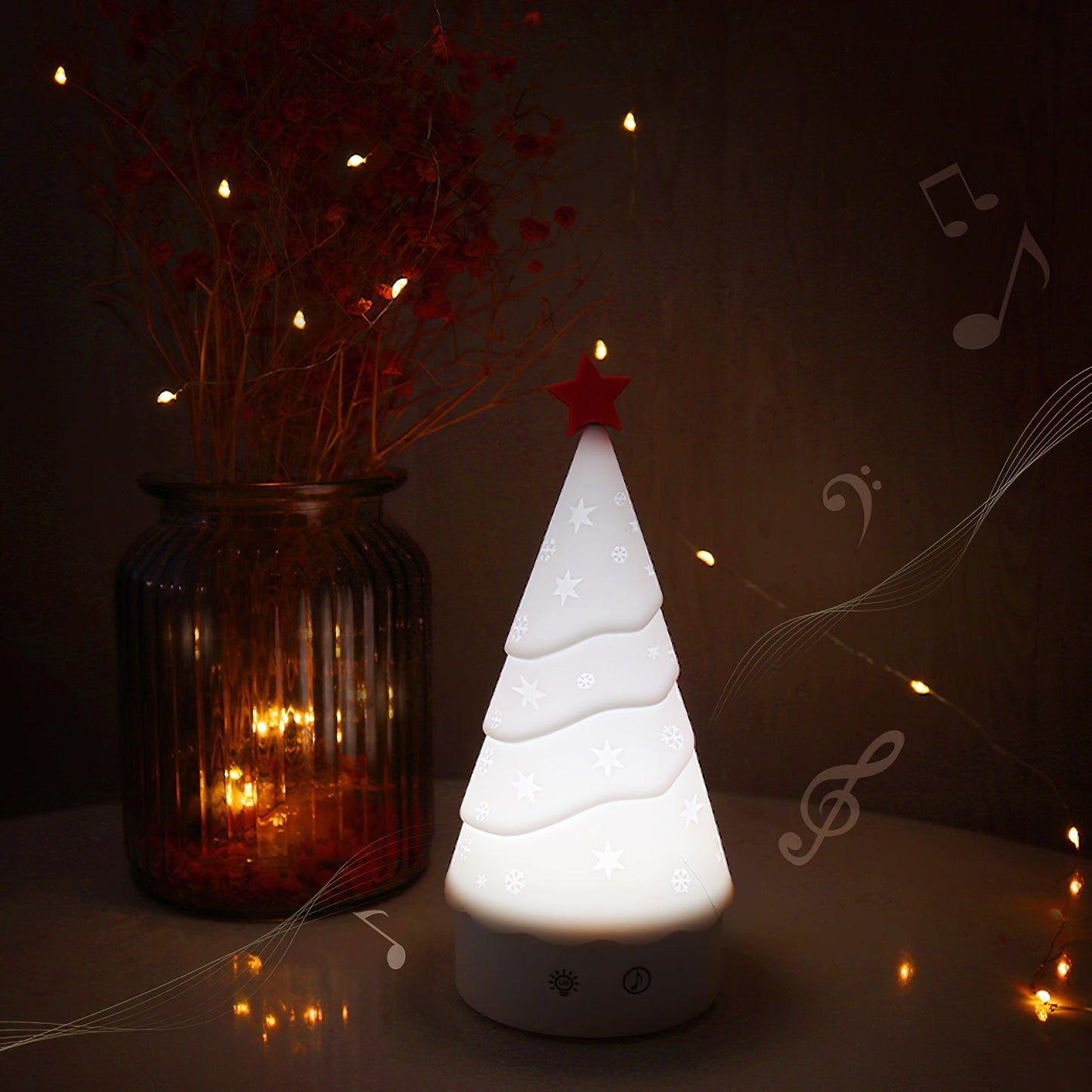 Tree Night Light (Built-in Battery) - Rechargeable Festive Snowman & Tree LED Light | Portable Holiday Decor