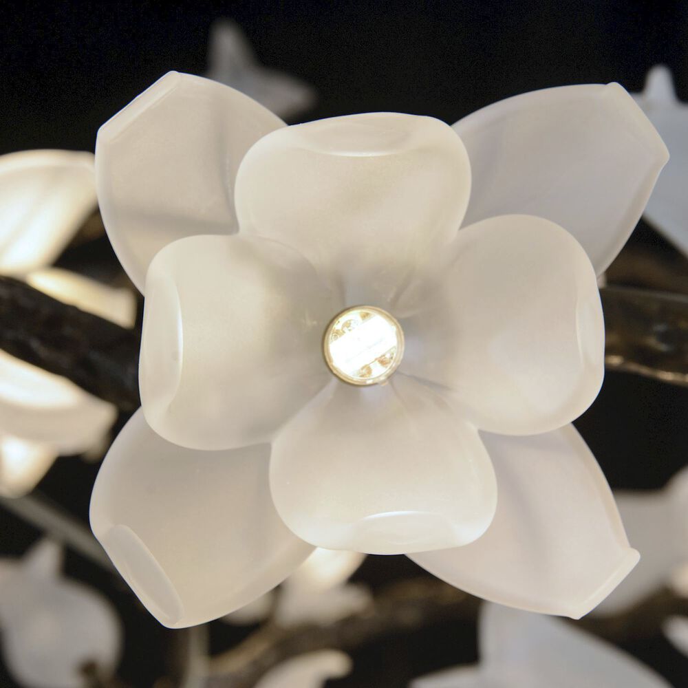 Churippu Chandelier - Grand 21-Light Brass & Ceramic Floral Statement Piece