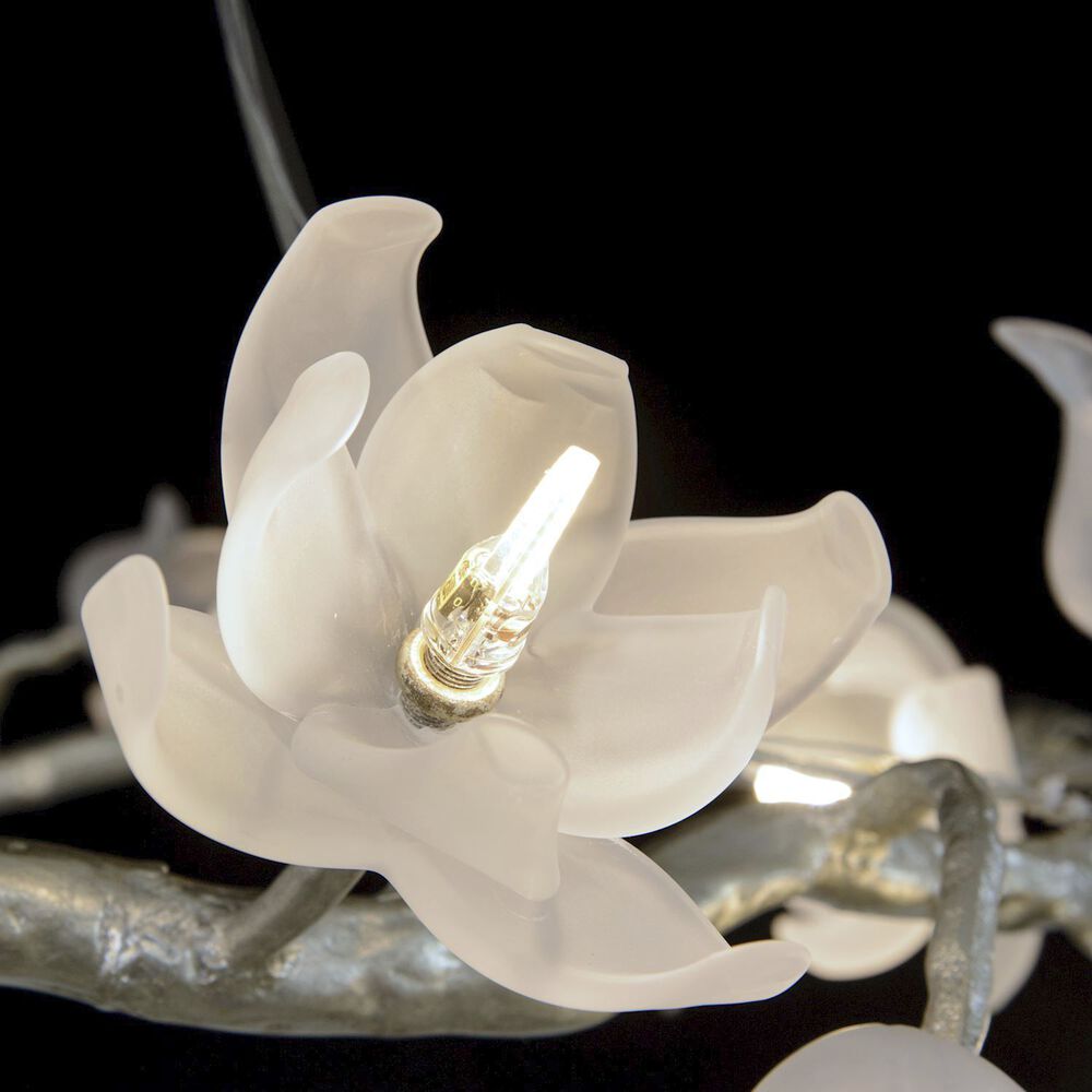 Churippu Chandelier - Grand 21-Light Brass & Ceramic Floral Statement Piece