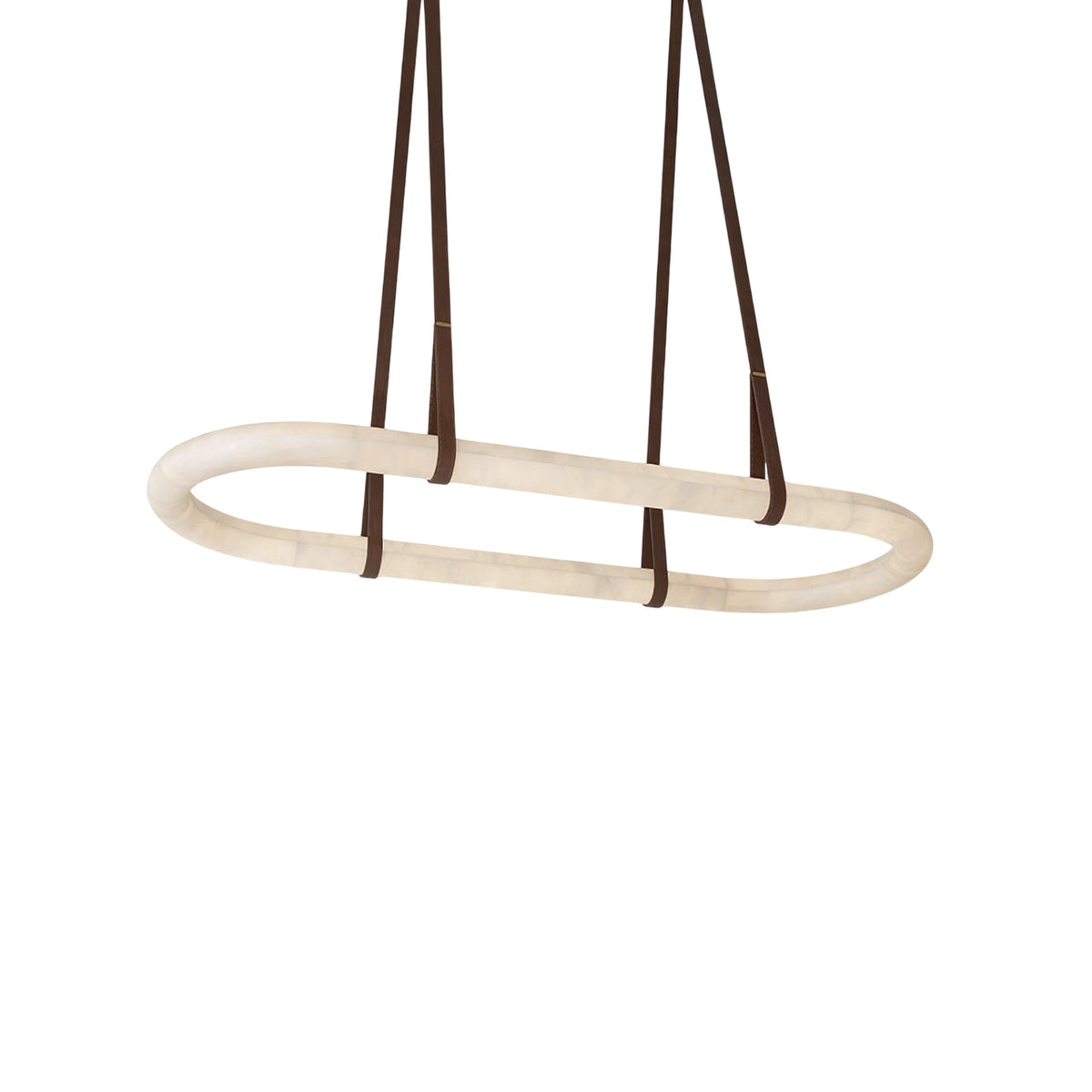 Circle Alabaster Chandelier – Natural Stone & Leather Suspension Light