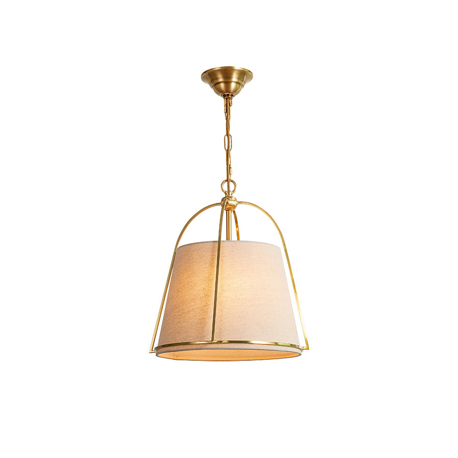 Clarke Pendant Lamp – Brass & Fabric Shade 4-Light Pendant
