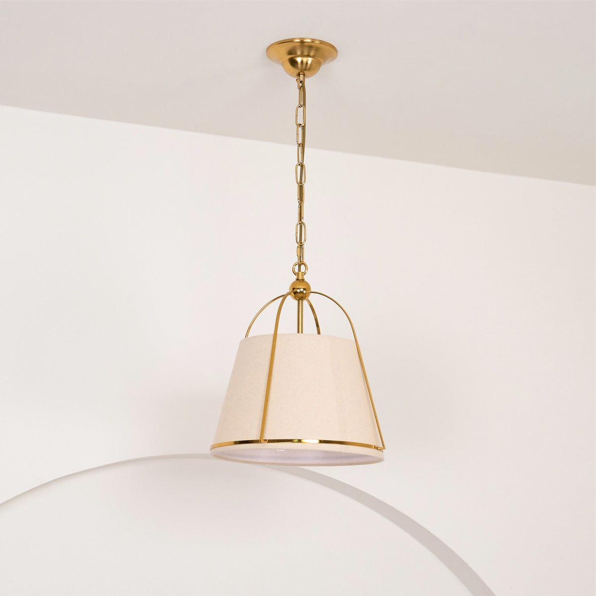 Clarke Pendant Lamp – Brass & Fabric Shade 4-Light Pendant