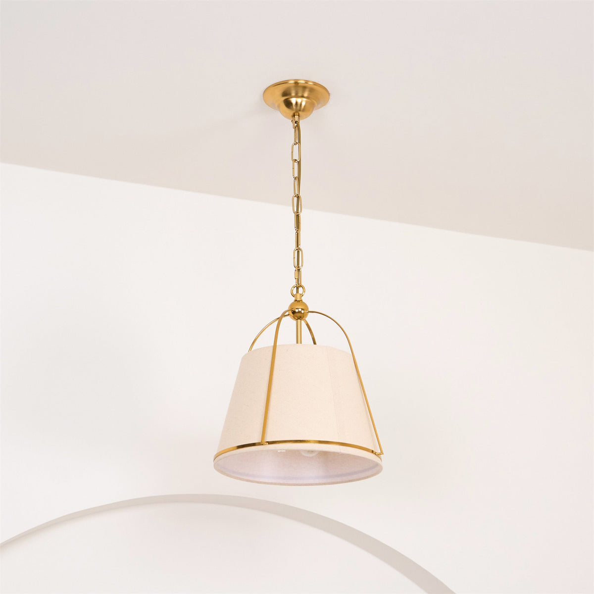 Clarke Pendant Lamp – Brass & Fabric Shade 4-Light Pendant