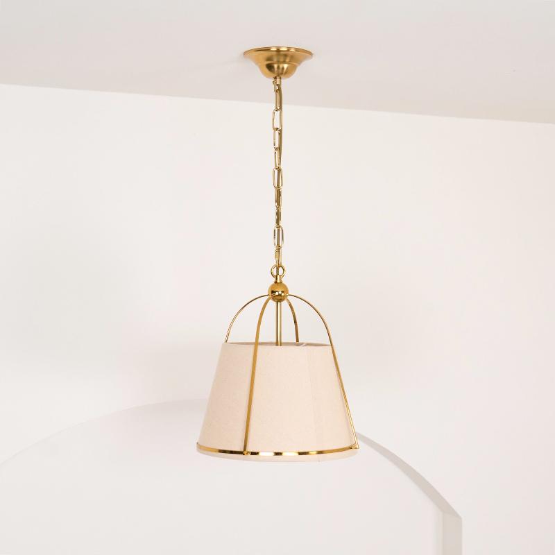 Clarke Pendant Lamp – Brass & Fabric Shade 4-Light Pendant