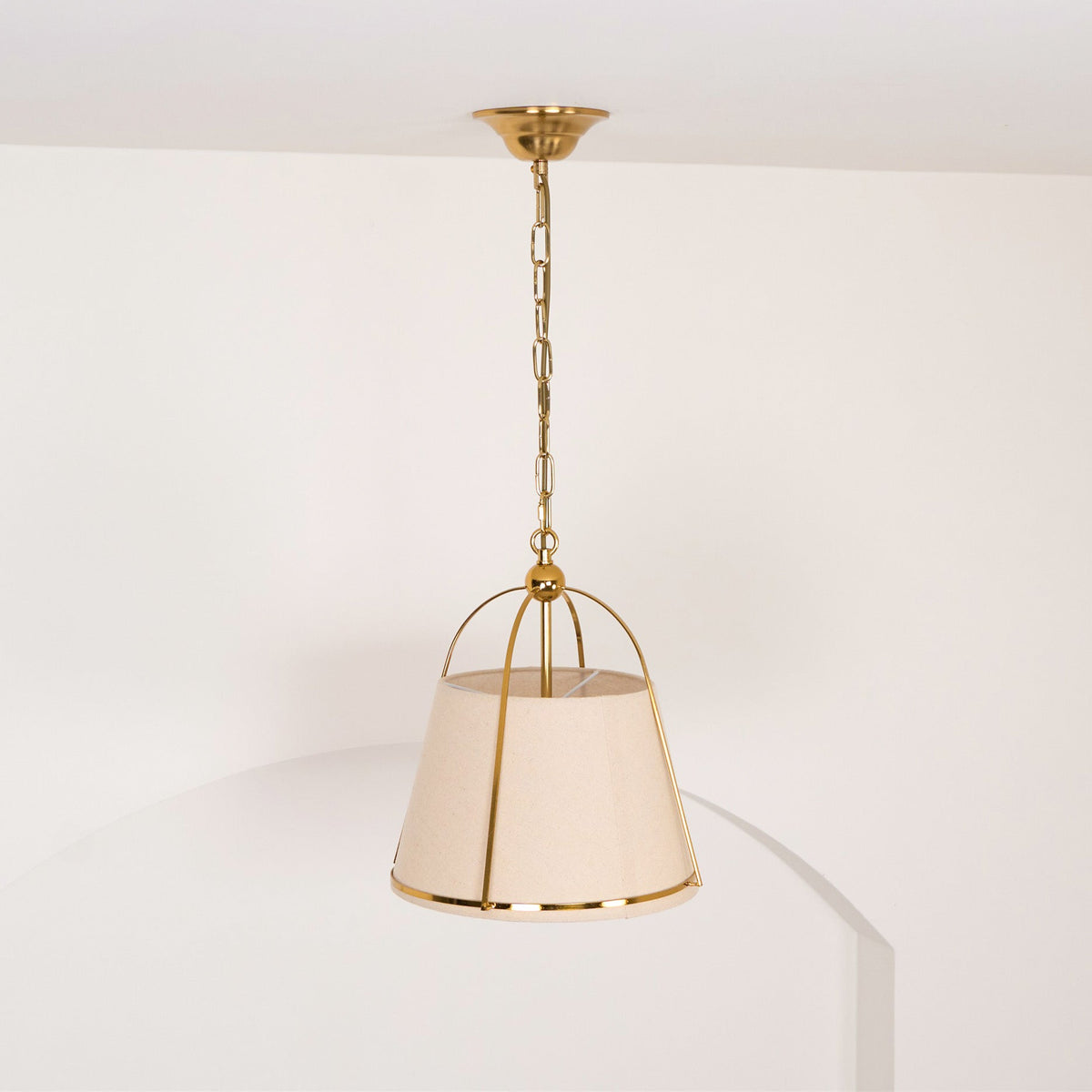 Clarke Pendant Lamp – Brass & Fabric Shade 4-Light Pendant