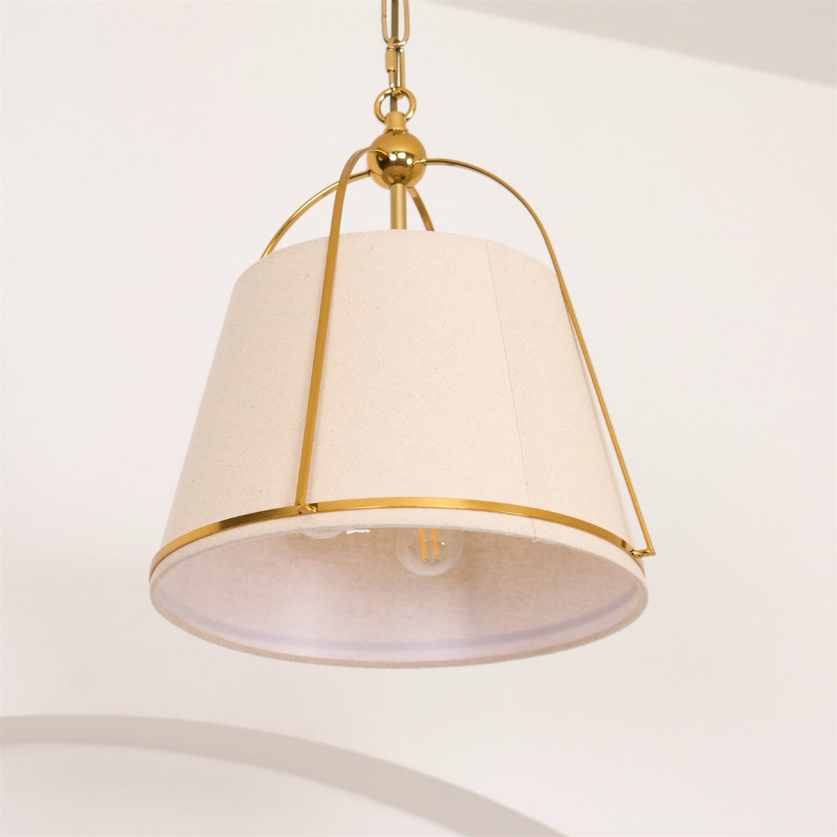 Clarke Pendant Lamp – Brass & Fabric Shade 4-Light Pendant