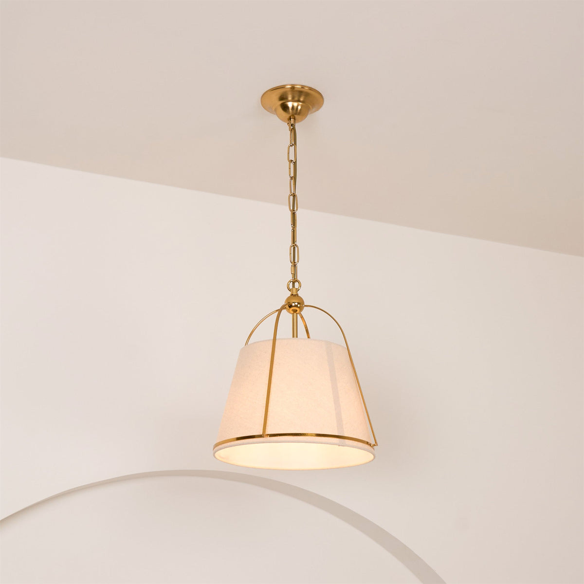 Clarke Pendant Lamp – Brass & Fabric Shade 4-Light Pendant
