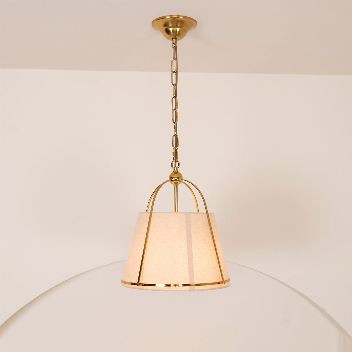 Clarke Pendant Lamp – Brass & Fabric Shade 4-Light Pendant