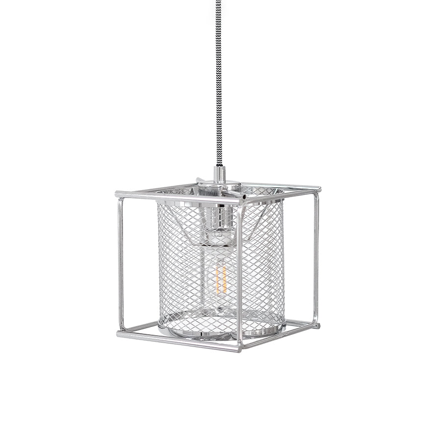 Clarus Pendant Lamp – Refined Industrial Chrome Mesh Drum Pendant