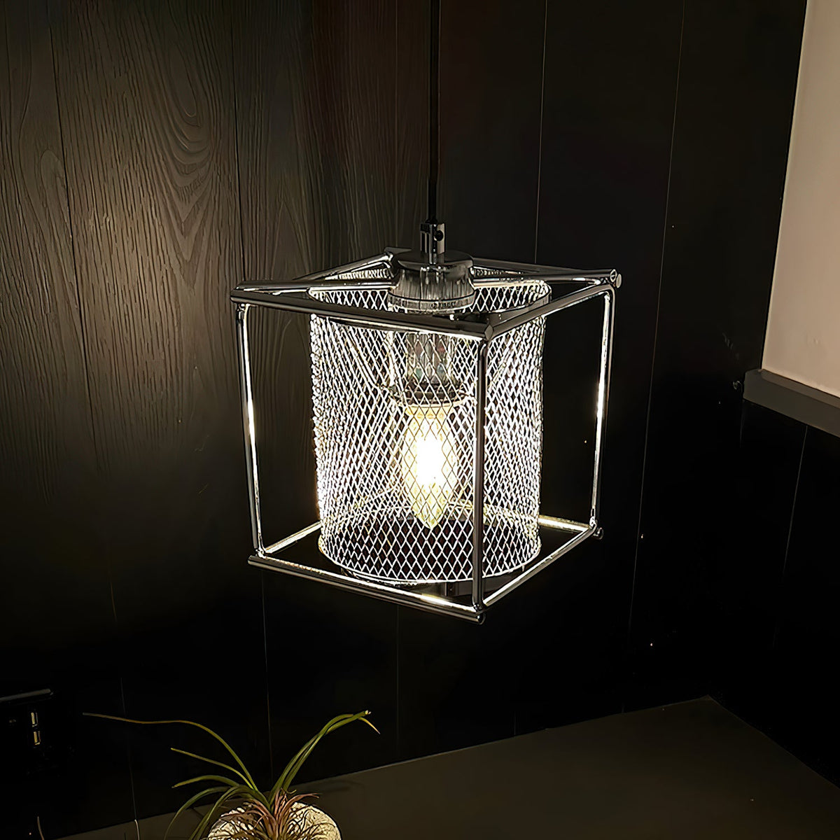 Clarus Pendant Lamp – Refined Industrial Chrome Mesh Drum Pendant
