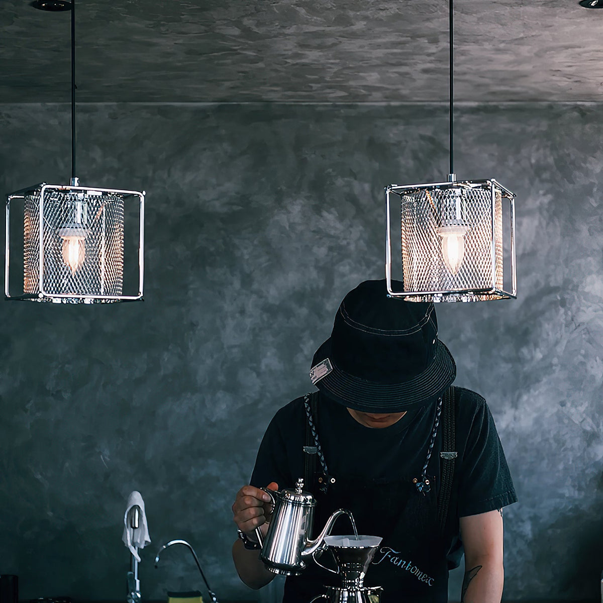 Clarus Pendant Lamp – Refined Industrial Chrome Mesh Drum Pendant