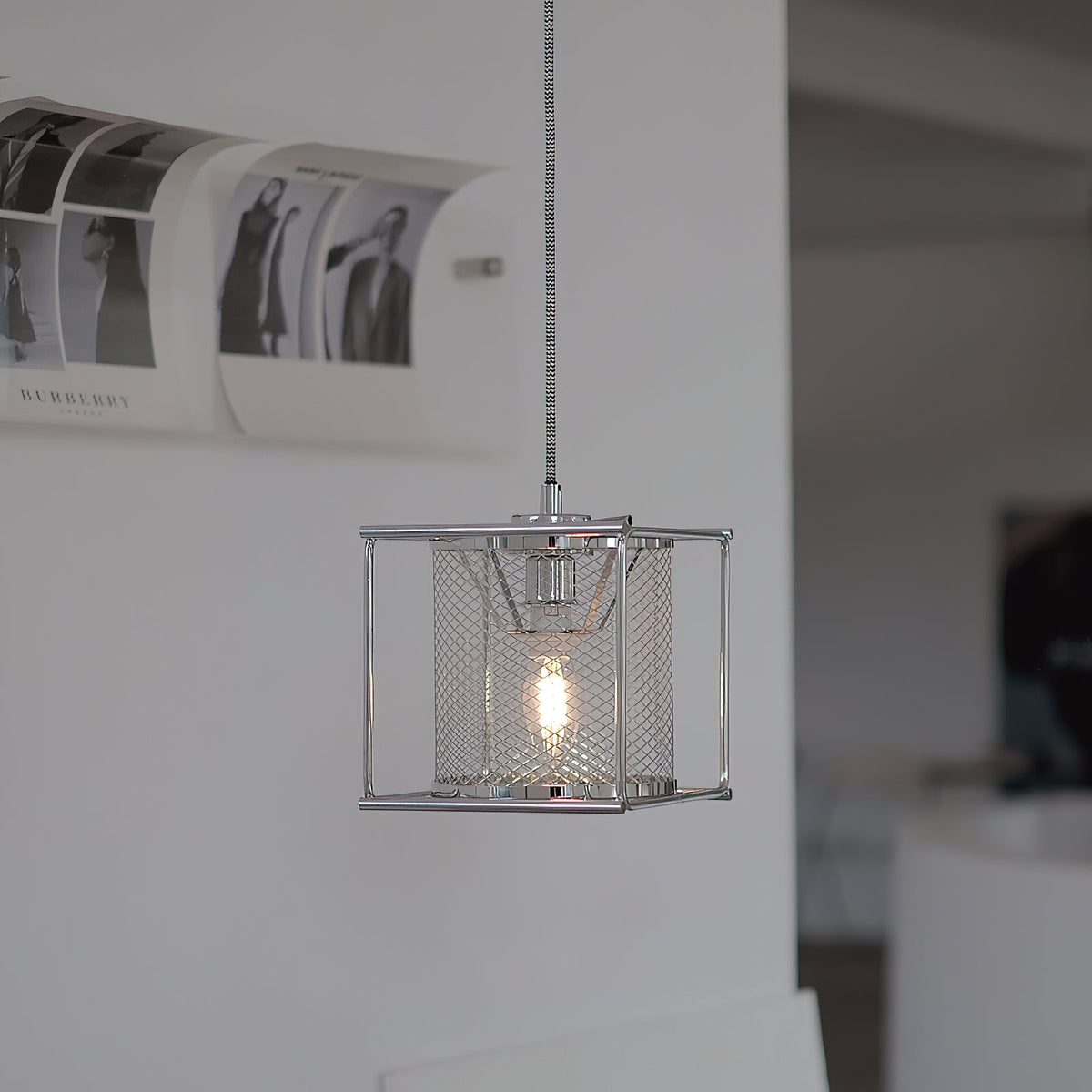 Clarus Pendant Lamp – Refined Industrial Chrome Mesh Drum Pendant