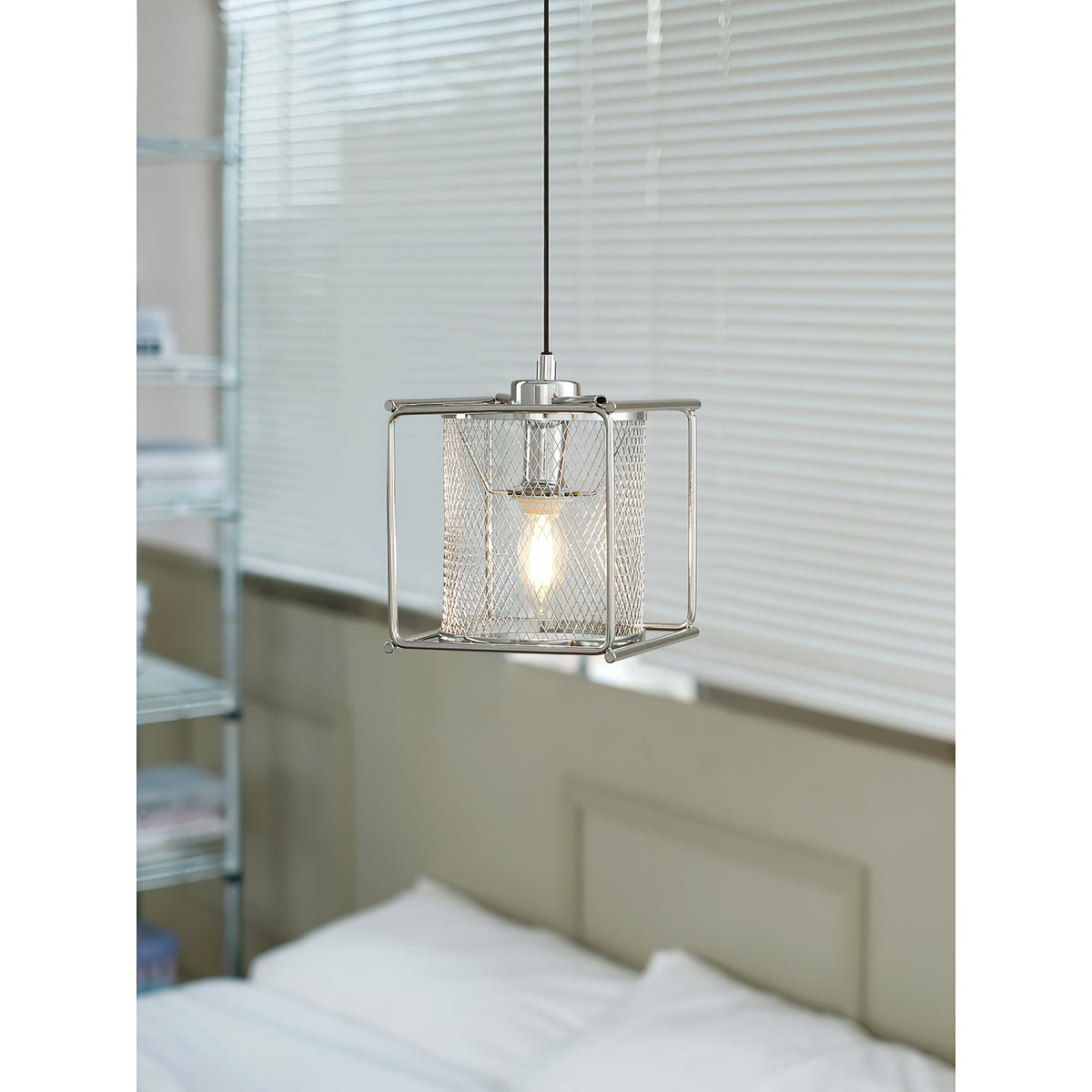 Clarus Pendant Lamp – Refined Industrial Chrome Mesh Drum Pendant