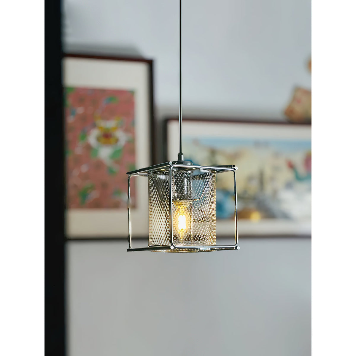Clarus Pendant Lamp – Refined Industrial Chrome Mesh Drum Pendant