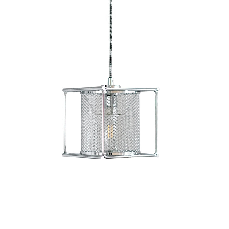 Clarus Pendant Lamp – Refined Industrial Chrome Mesh Drum Pendant