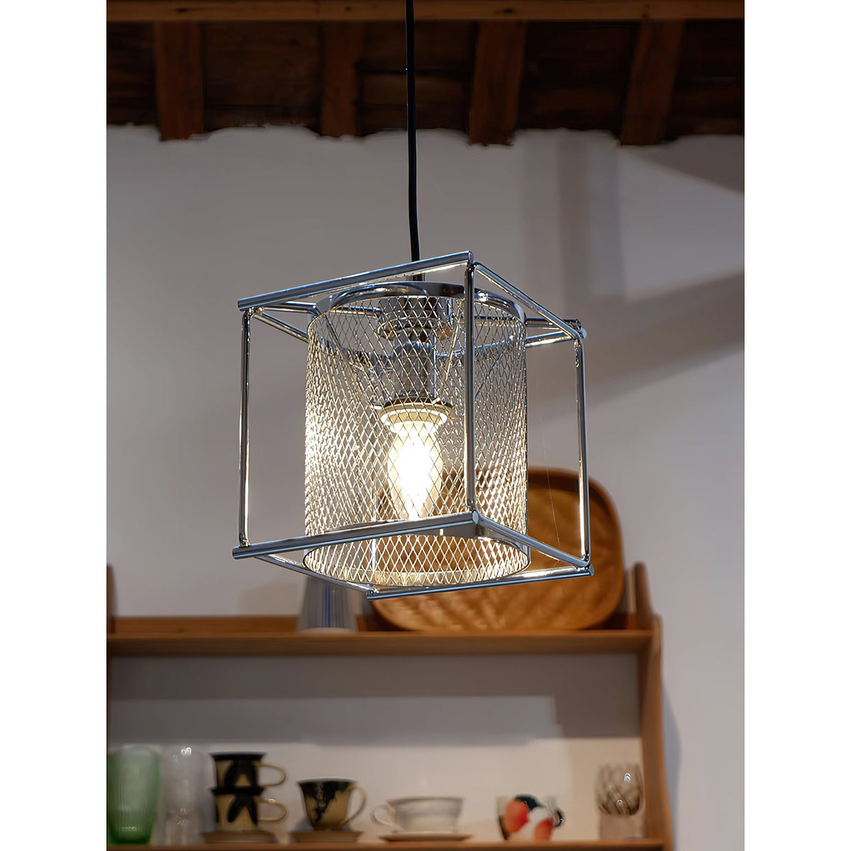 Clarus Pendant Lamp – Refined Industrial Chrome Mesh Drum Pendant