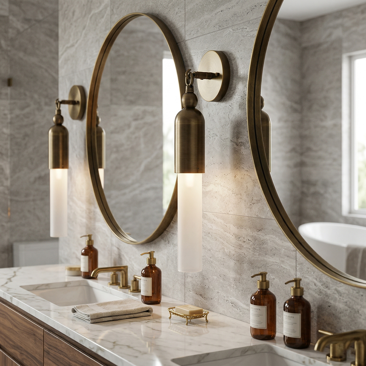Darby Wall Lamp – Textured Mold-Blown Glass & Brass Dome Sconce