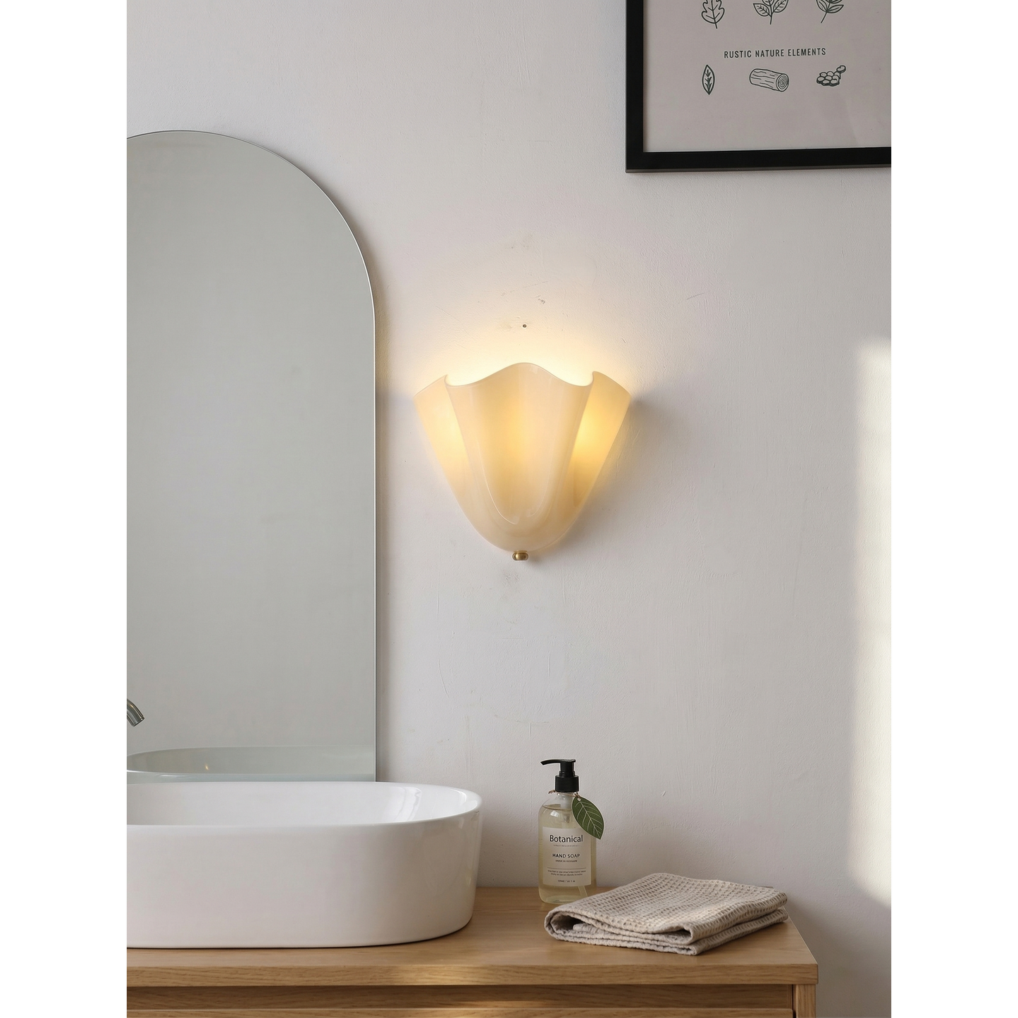 Flower Glass Wall Lamp - Hand-Blown Petal Glass Sconce in Earth Tones
