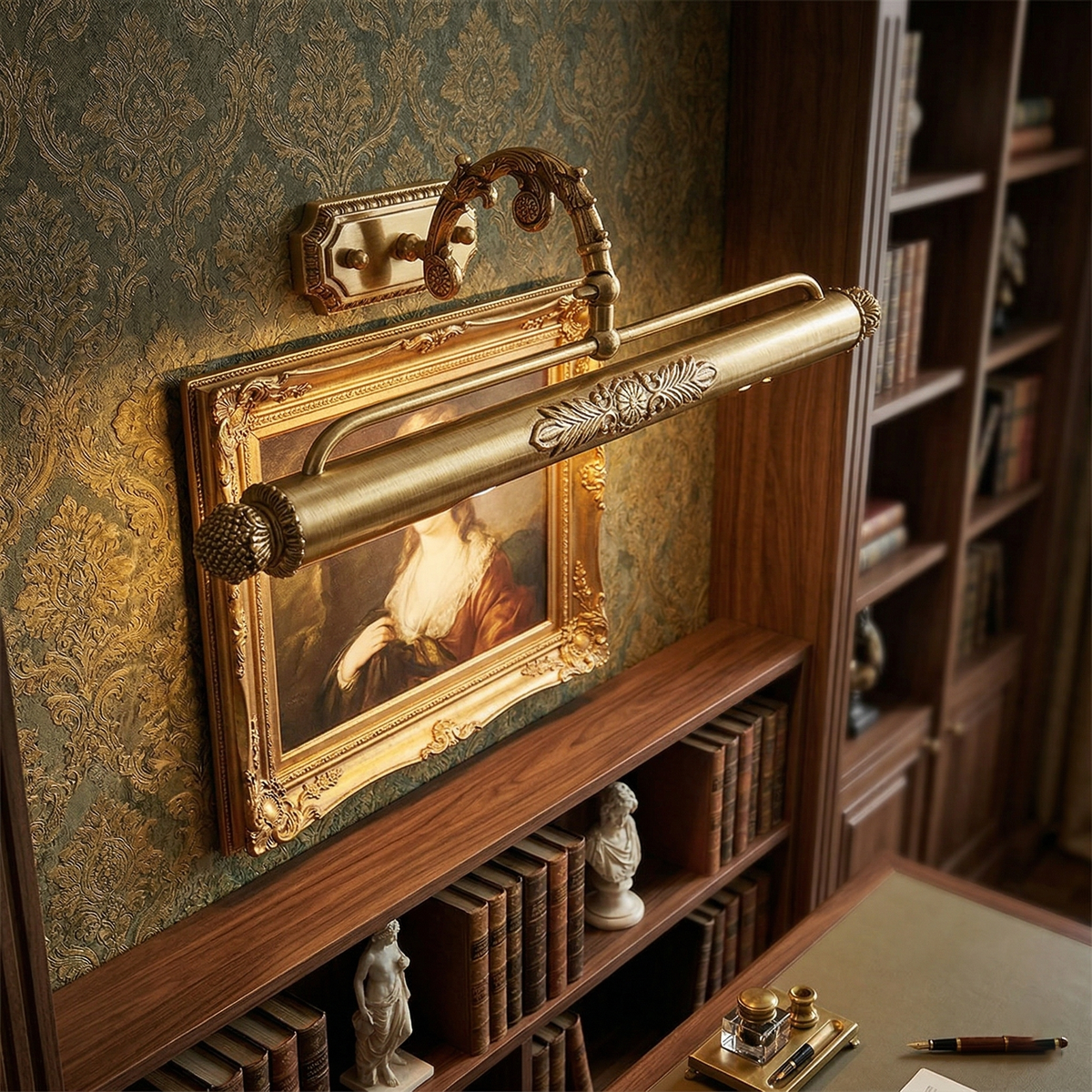 Pania Brass Wall Lamp - Picture Frame Picture Light in Antique Brass