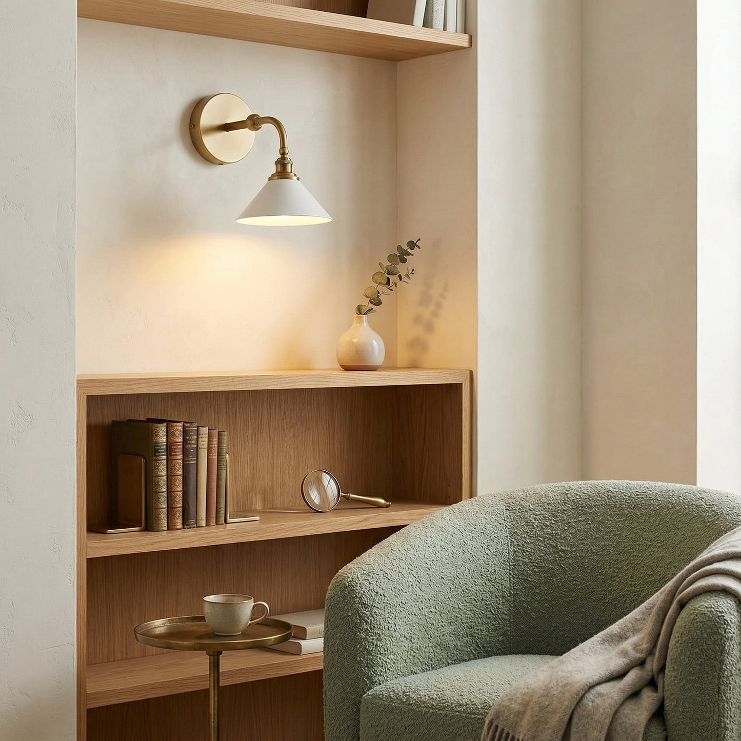 Thetford Wall Sconce - Classic Tapered Shade Brass Wall Light | Single & Dual Head Vanity Sconce