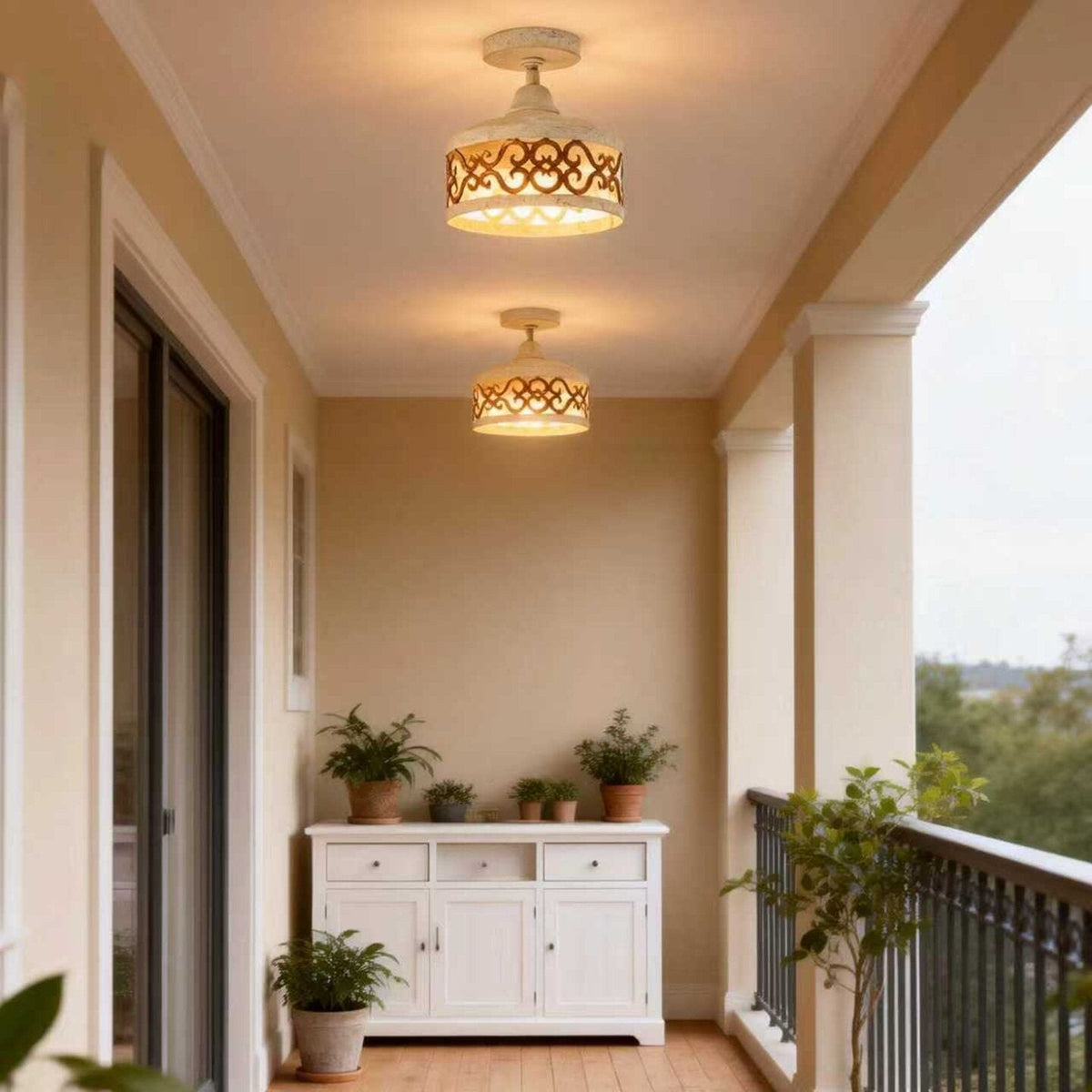 Claudette Pendant Lamp – Rustic Farmhouse Iron Dome Pendant