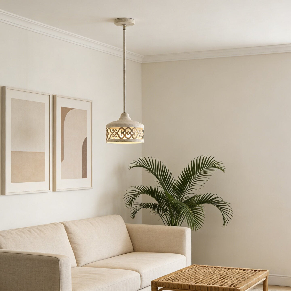Claudette Pendant Lamp – Rustic Farmhouse Iron Dome Pendant