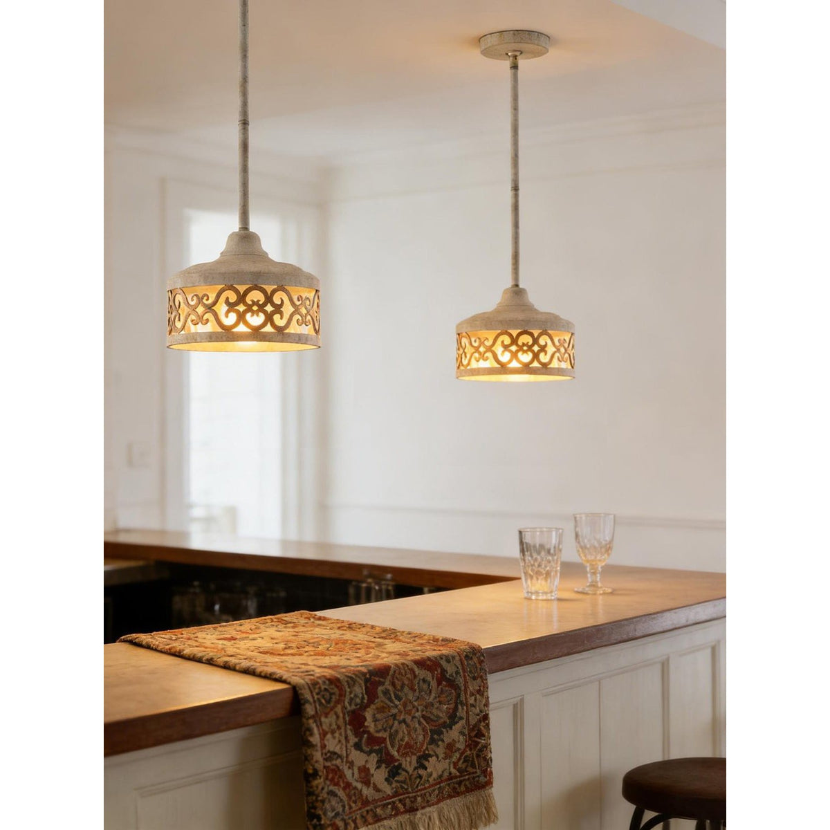 Claudette Pendant Lamp – Rustic Farmhouse Iron Dome Pendant