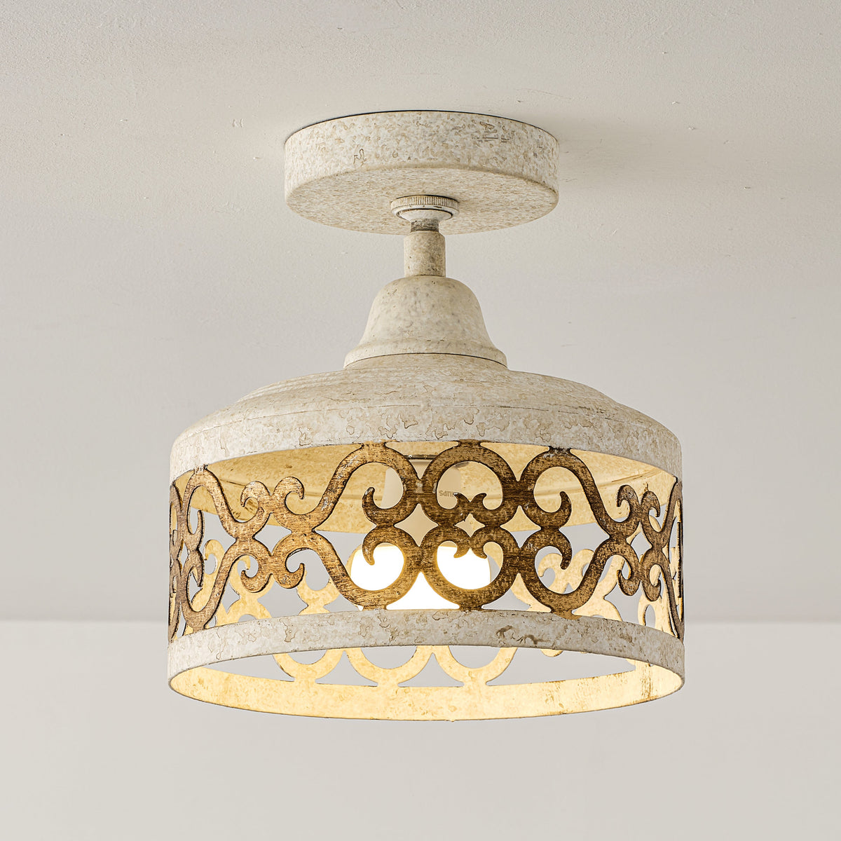 Claudette Pendant Lamp – Rustic Farmhouse Iron Dome Pendant