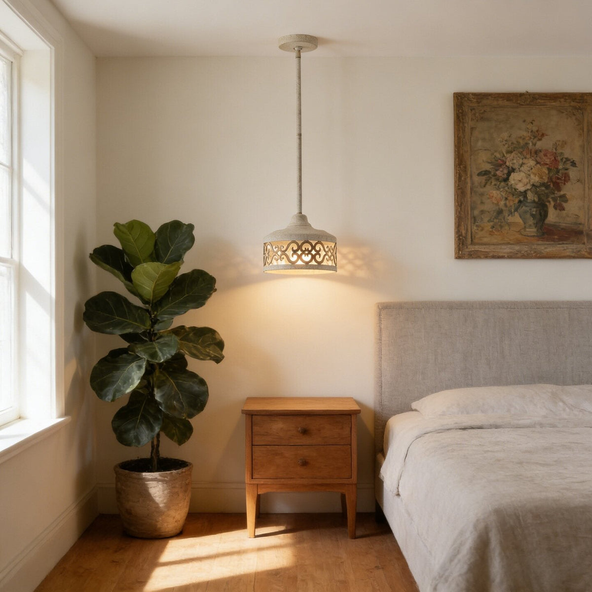 Claudette Pendant Lamp – Rustic Farmhouse Iron Dome Pendant