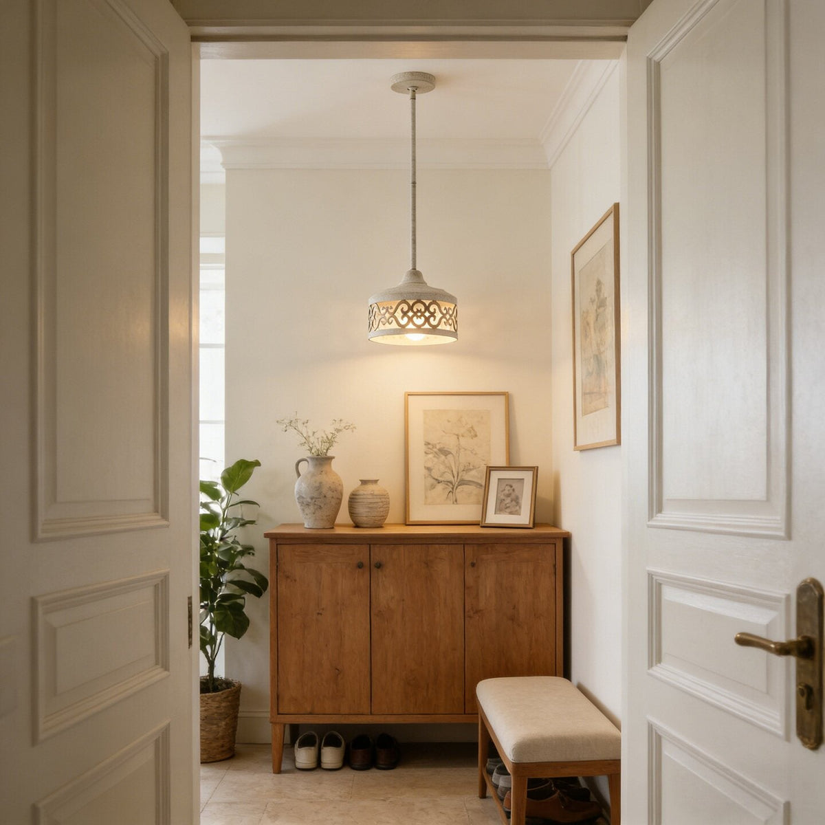 Claudette Pendant Lamp – Rustic Farmhouse Iron Dome Pendant