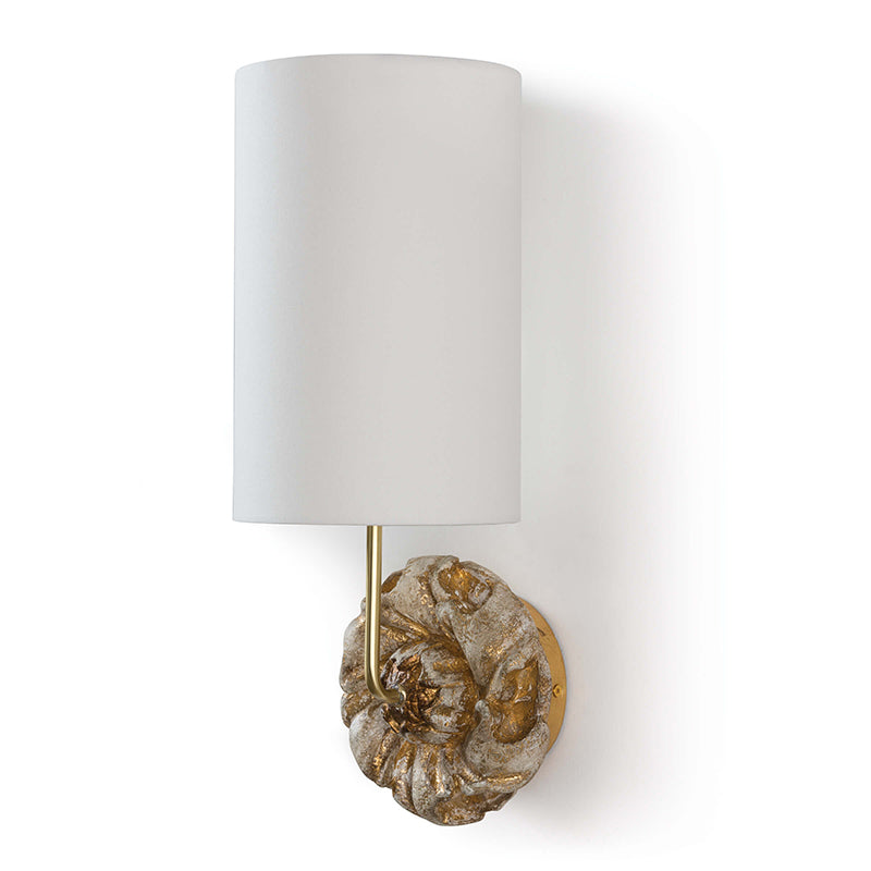 Claudia Wall Lamp – Warm Gold Resin & Fabric Shade Sconce