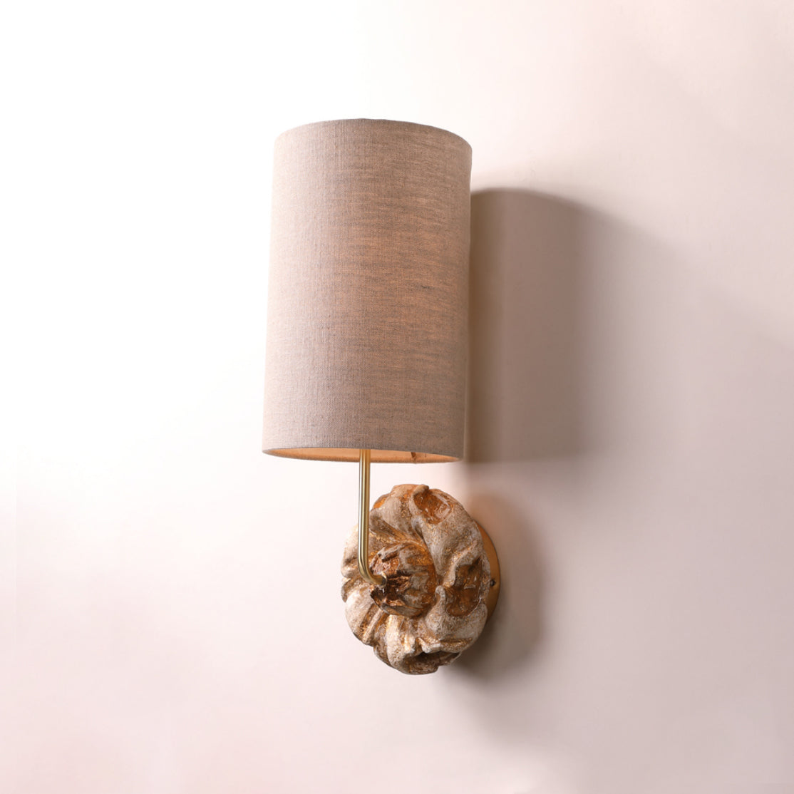 Claudia Wall Lamp – Warm Gold Resin & Fabric Shade Sconce