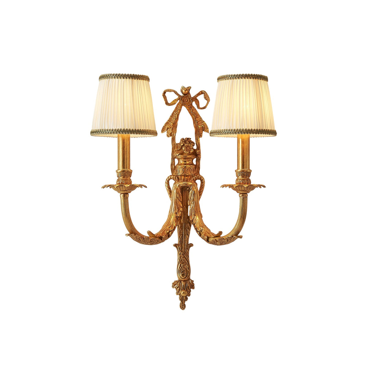 Claudine Wall Lamp – Classic Brass & White Shade Sconce