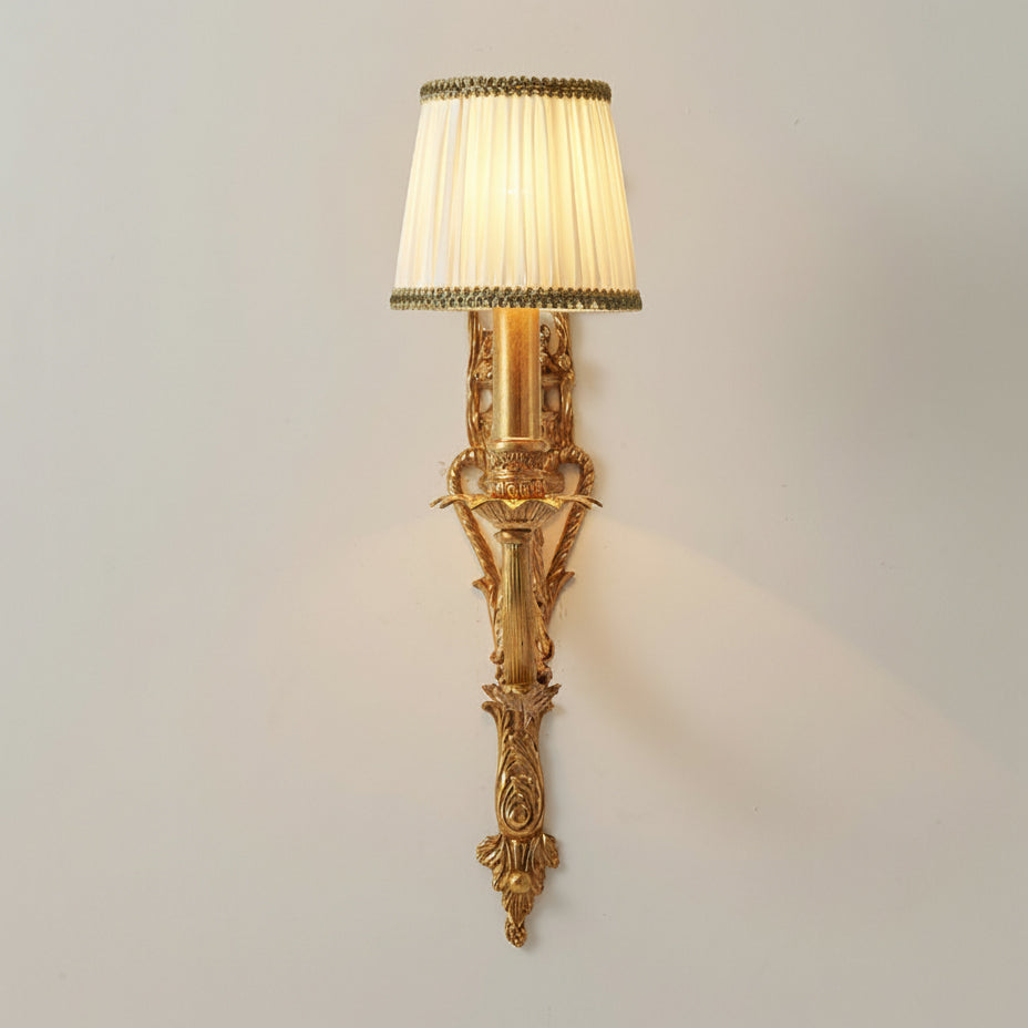 Claudine Wall Lamp – Classic Brass & White Shade Sconce