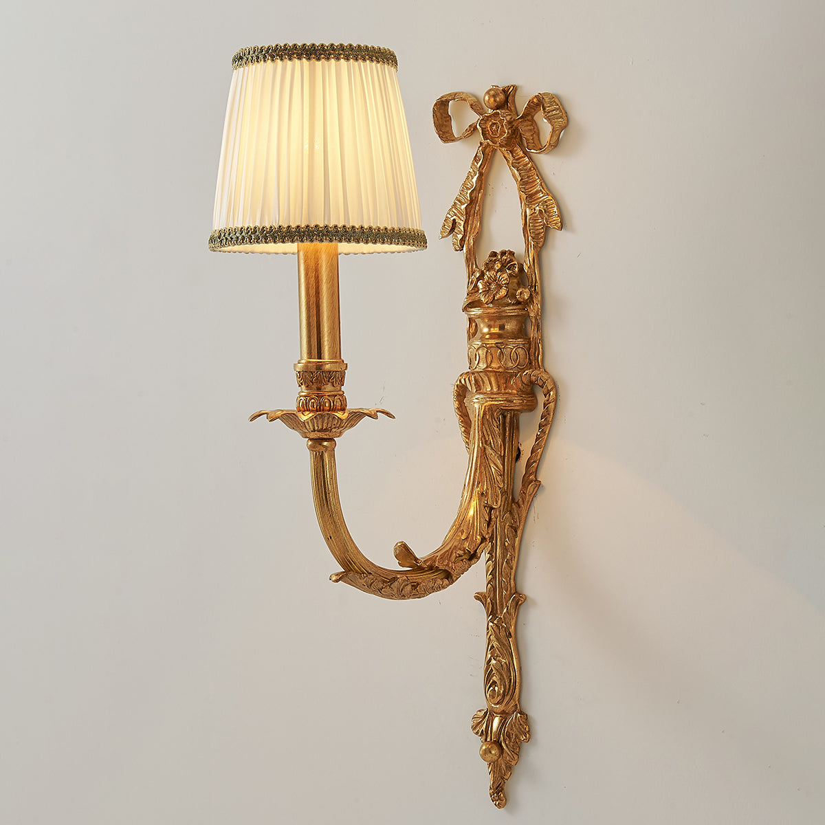 Claudine Wall Lamp – Classic Brass & White Shade Sconce