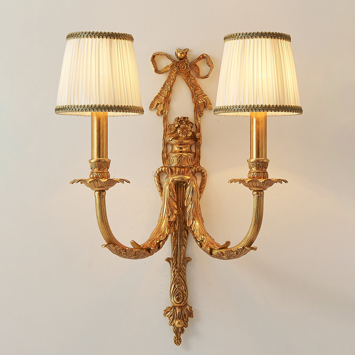 Claudine Wall Lamp – Classic Brass & White Shade Sconce