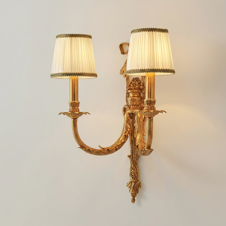 Claudine Wall Lamp – Classic Brass & White Shade Sconce