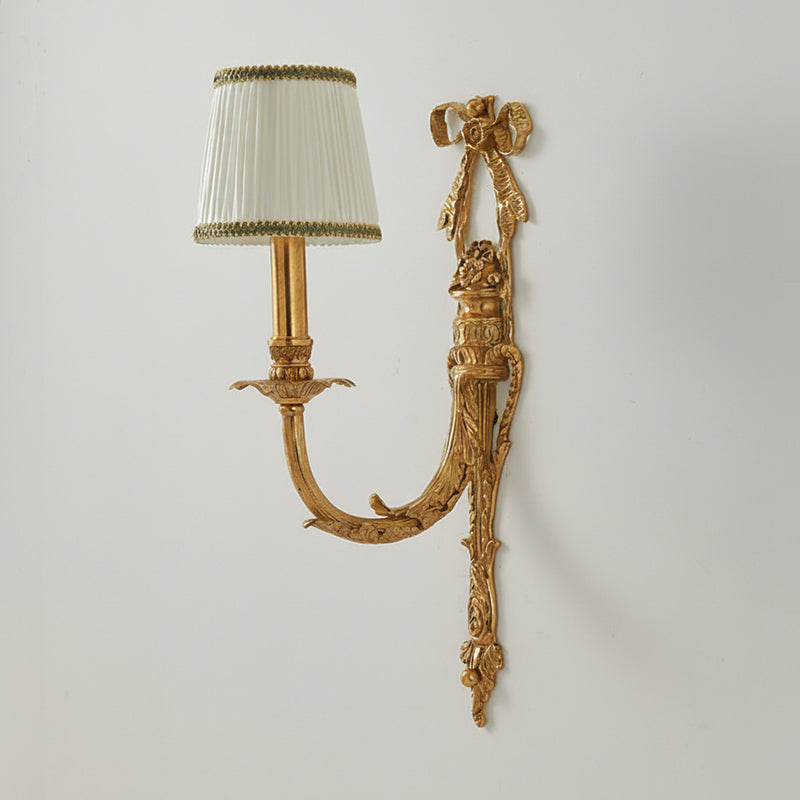 Claudine Wall Lamp – Classic Brass & White Shade Sconce