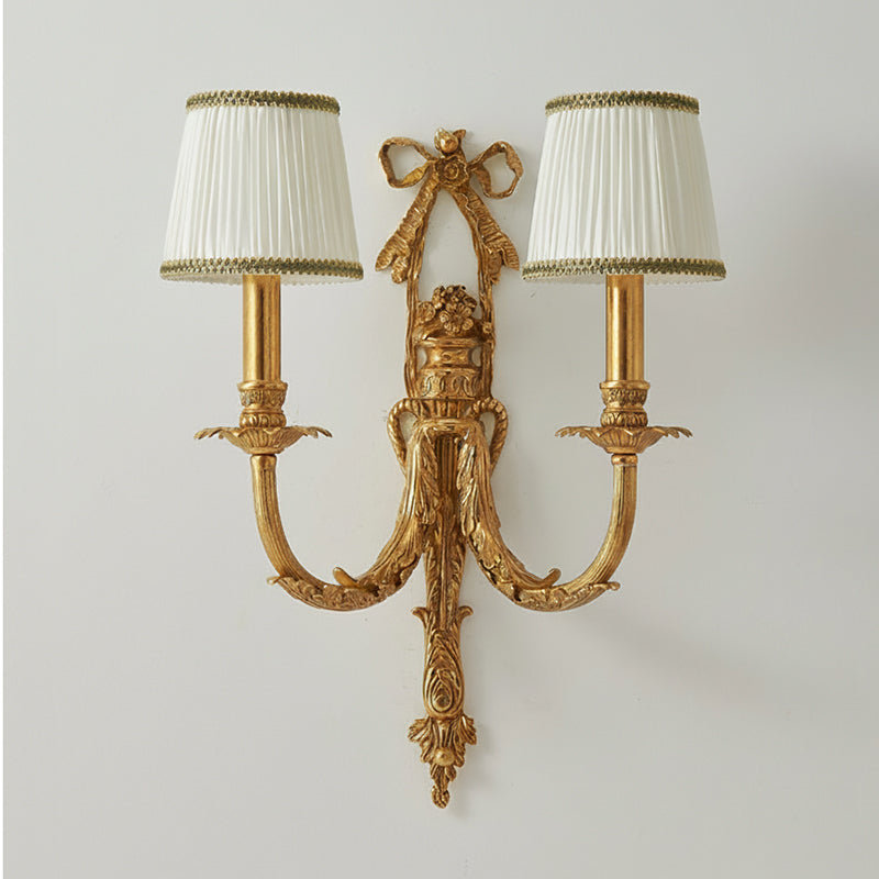 Claudine Wall Lamp – Classic Brass & White Shade Sconce