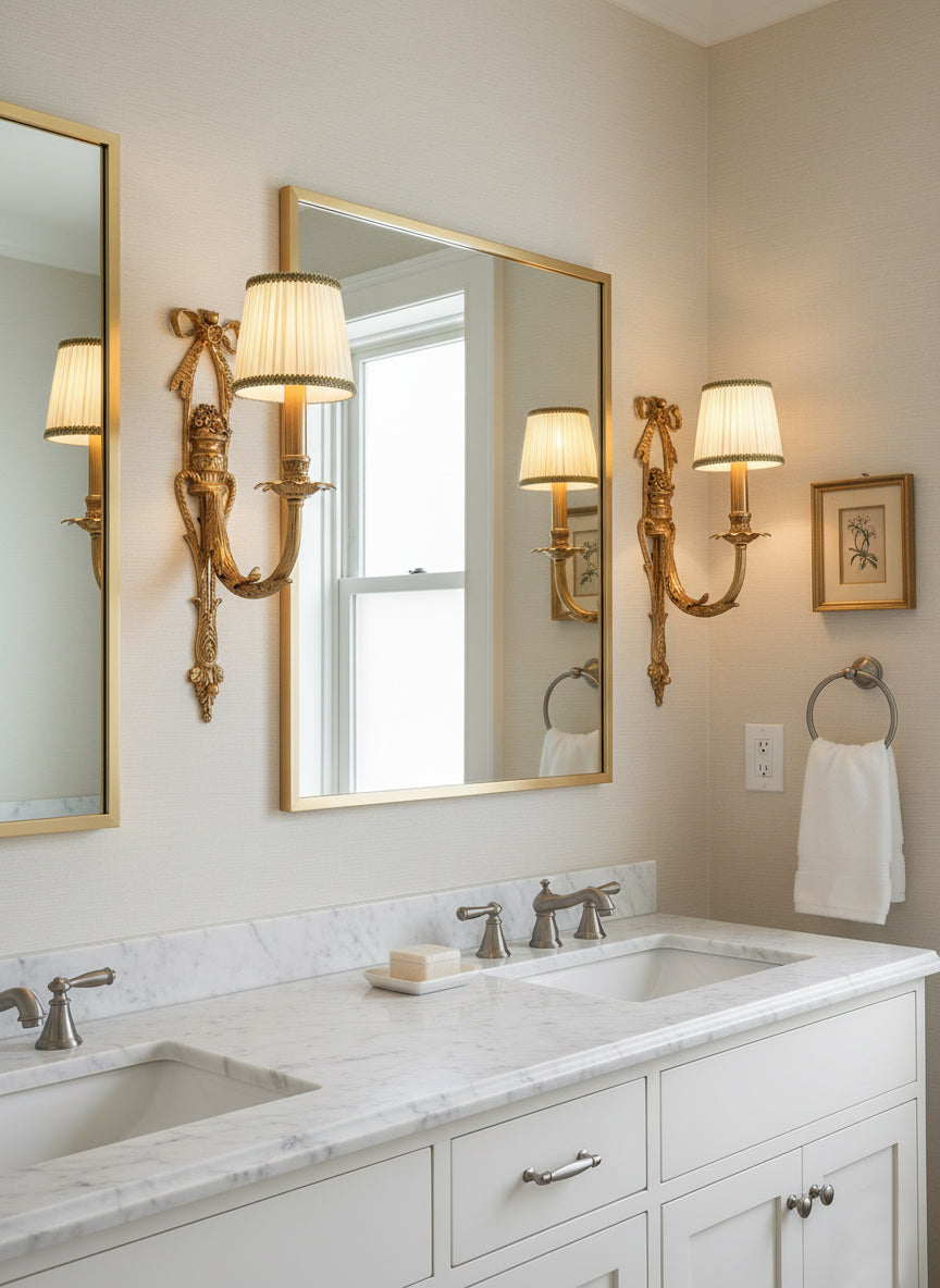 Claudine Wall Lamp – Classic Brass & White Shade Sconce