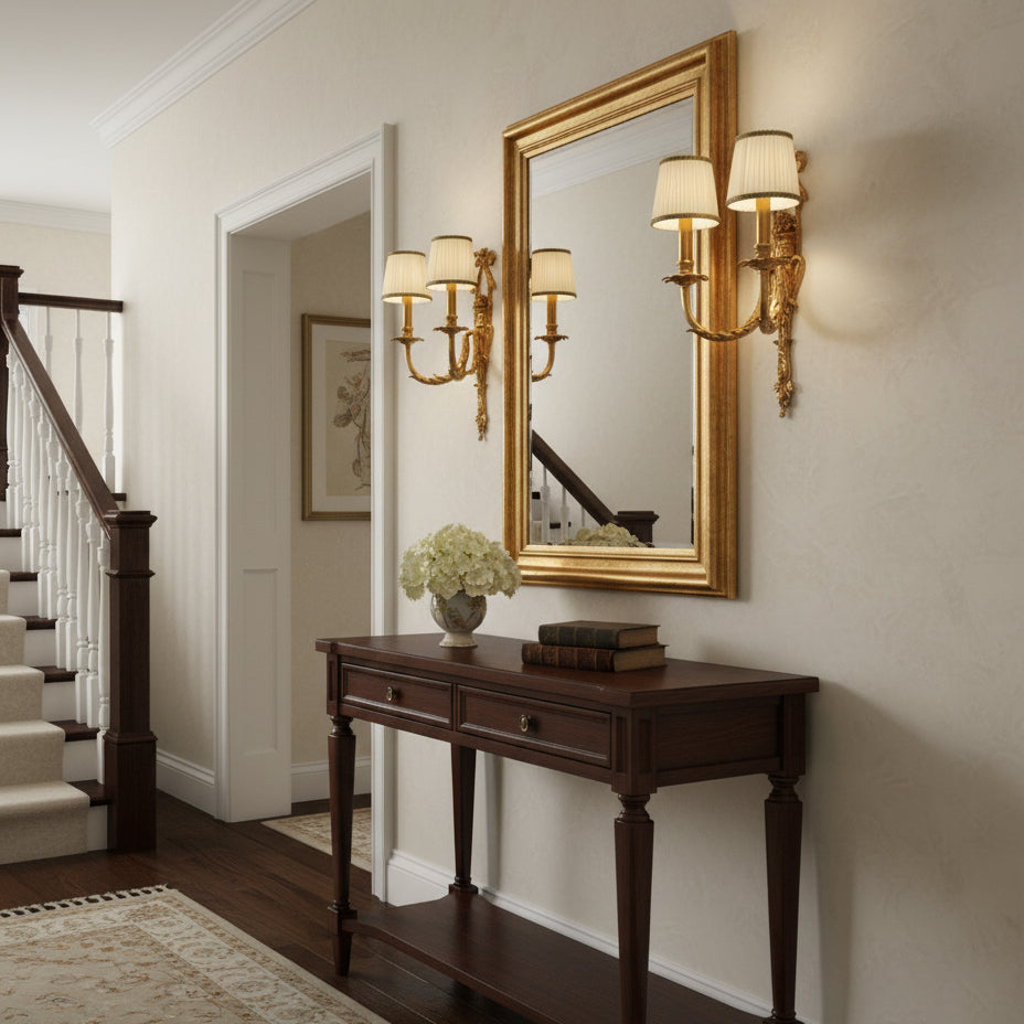 Claudine Wall Lamp – Classic Brass & White Shade Sconce