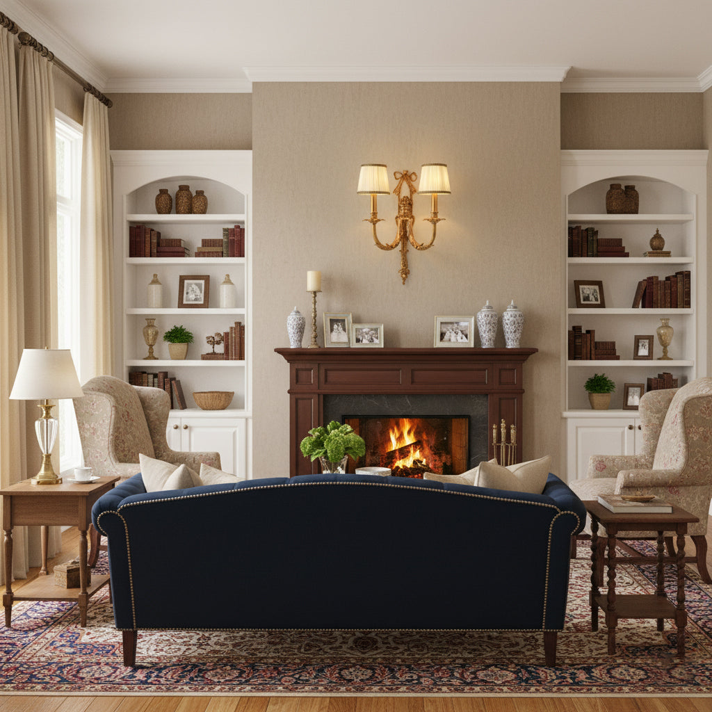 Claudine Wall Lamp – Classic Brass & White Shade Sconce