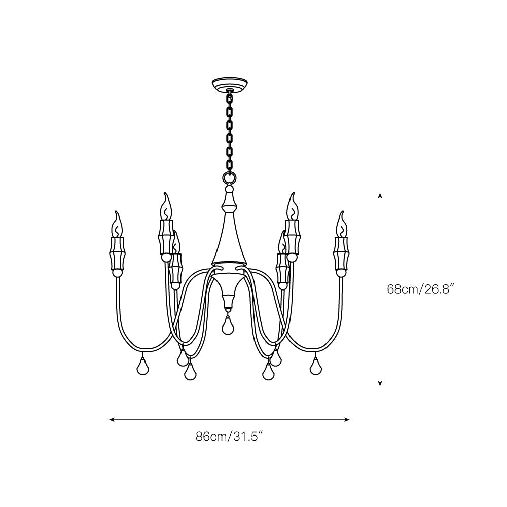 Clay Chandelier – Transitional Turned Wood & Gold Candle Chandelier